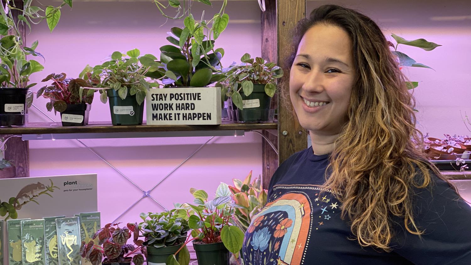 Tiana Diaz in her plant store