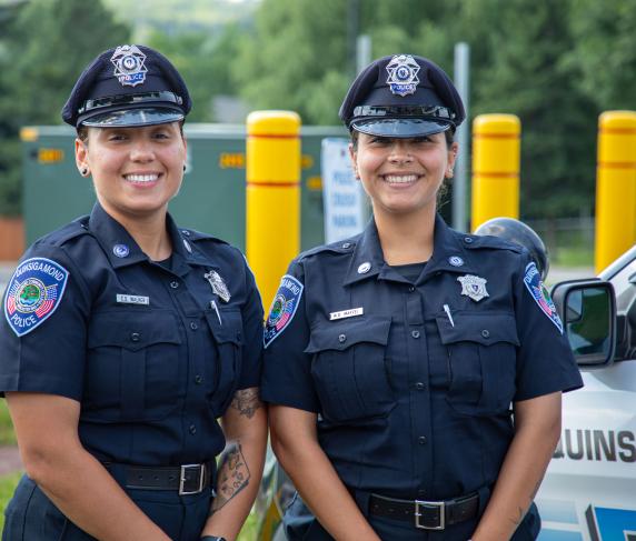 QCC's new police officers Cheyenne Walker (left) and Nicole Maffei.