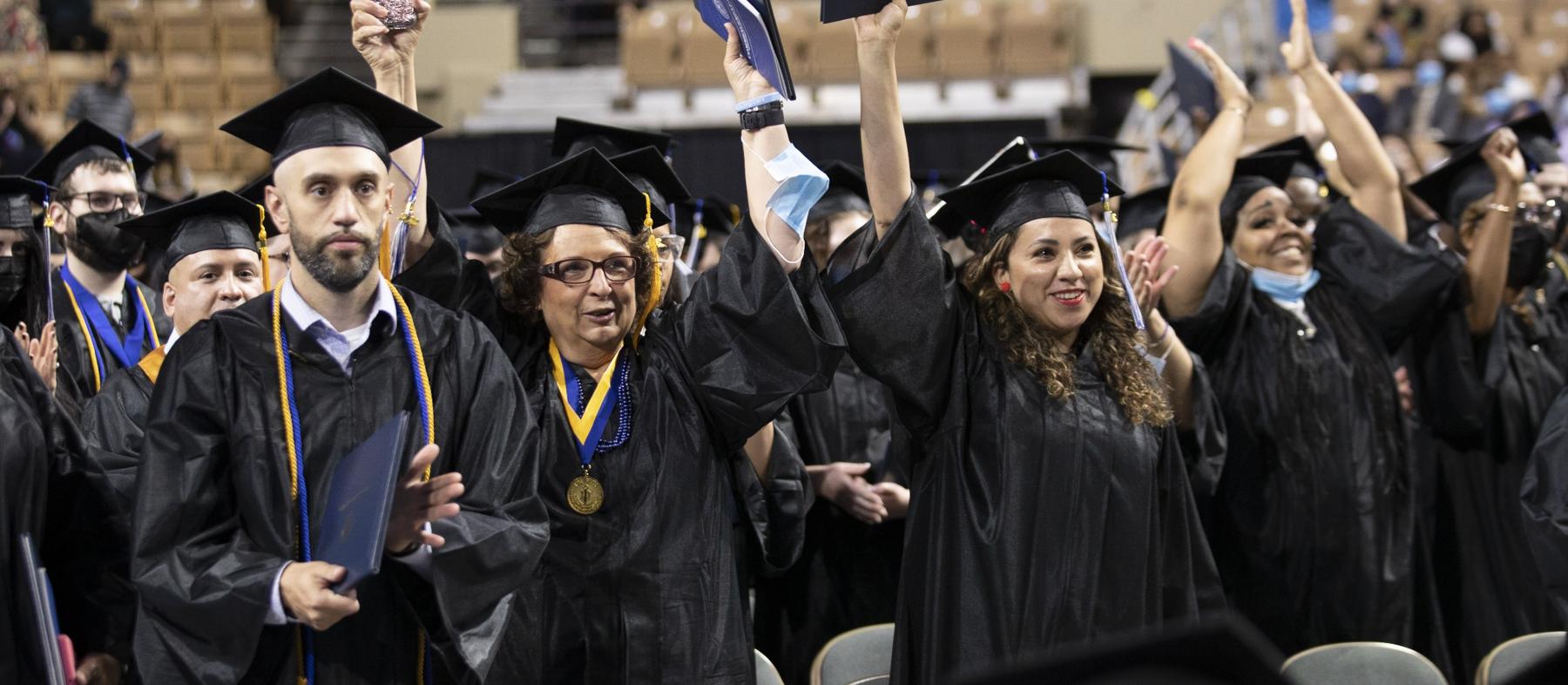 A crowd of graduates at commencement
