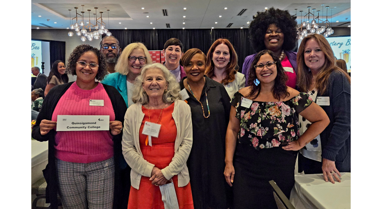 QCC Foundation Treasurer Linda Cavaioli (second from left, front) at the Katharine F. Erskine Awards ceremony.