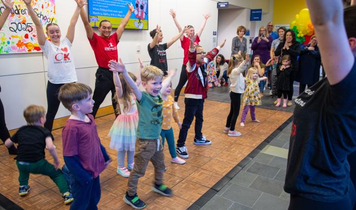 The children joined the performance by Charlotte Klein Dance Center. The children joined the performance by Charlotte Klein Dance Center.
