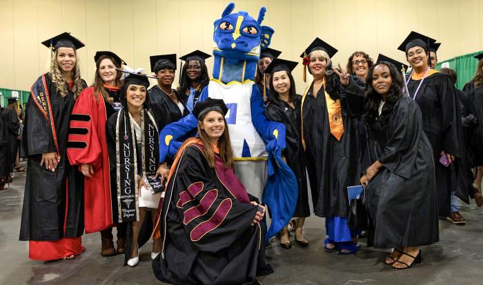 The Wyvern draws a crowd at QCC's commencement. The Wyvern draws a crowd at QCC's commencement.