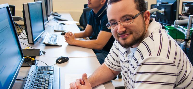 QCC students in a computer lab